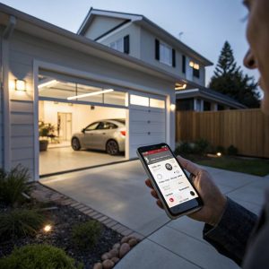 Smartphone app controlling garage door opener remotely in Sutherland Shire