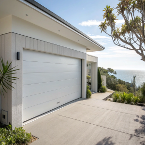 Marine-grade steel garage door installed on coastal Sutherland Shire property