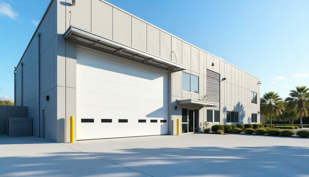 Modern Australian Commercial Warehouse with Sectional Garage Door – Architectural Photography