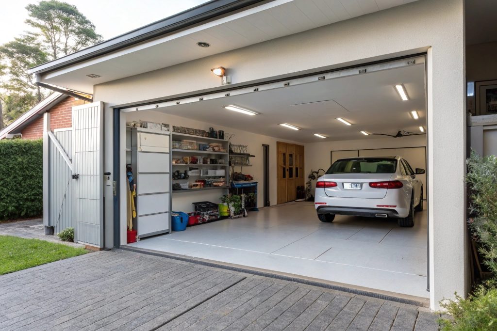 Well-maintained residential garage door in Miranda home ready for service appointment