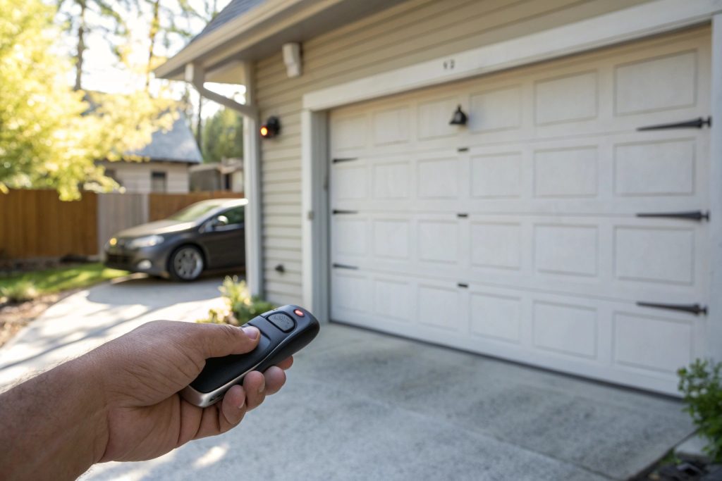 Using garage door opener remote control at Gymea home