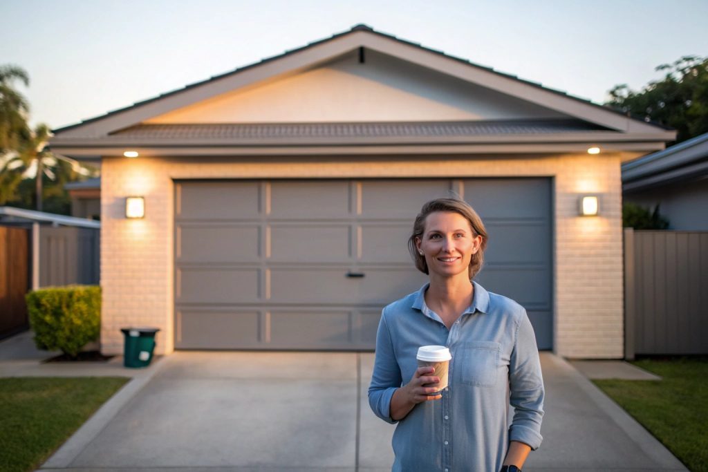 Gymea homeowner inspecting garage door for replacement signs