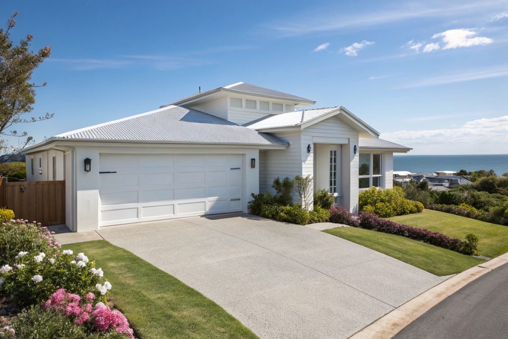 Modern garage door on Australian home in Gymea coastal suburb