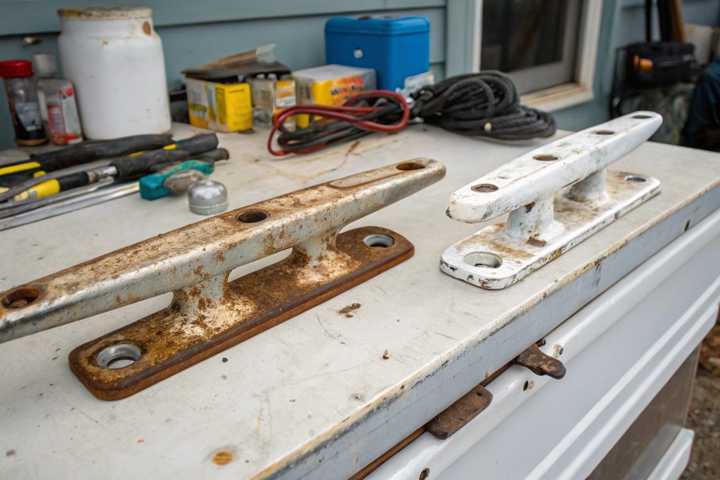 Coastal corrosion on garage door parts requiring maintenance in Gymea area