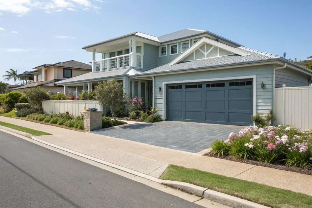 Modern garage door installation on Caringbah home with coastal design