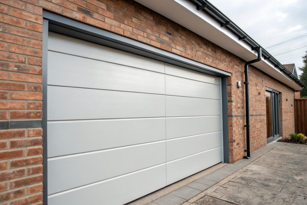 Sectional garage door replacement showing insulated panels and modern design for Kirrawee homes